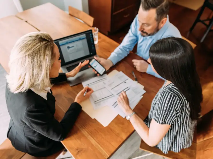 Financial advisor working with clients