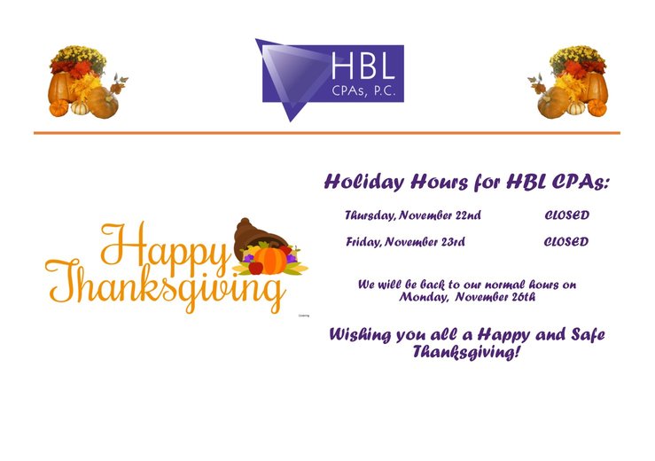 HBL CPAs Holiday Hours